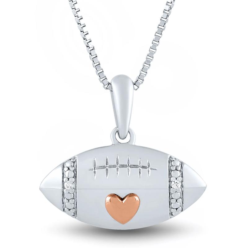 I Am Loved Football Pendant with Diamond Accents in Sterling