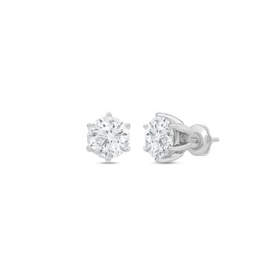 Lab Grown Diamond Round Solitaire Stud Earrings in 14K Gold