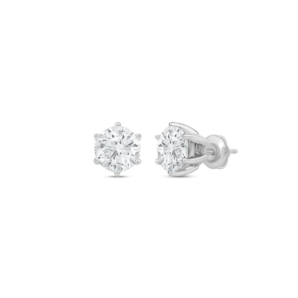 Lab Grown Diamond Round Solitaire Stud Earrings in 14K White Gold (3 ct. tw.) – Image 1 of 3