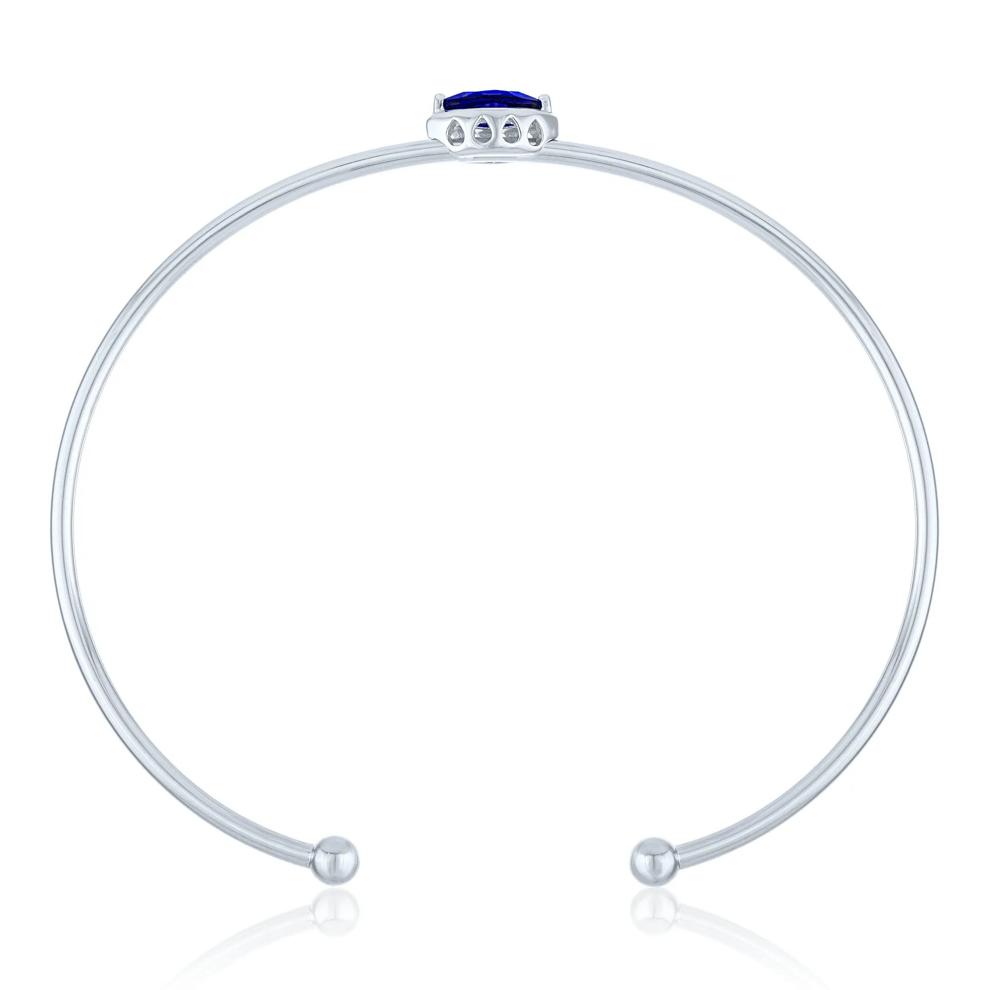 Lab-Created Marquise Blue Sapphire Cuff Bangle Bracelet in Sterling Silver – Image 2 of 2