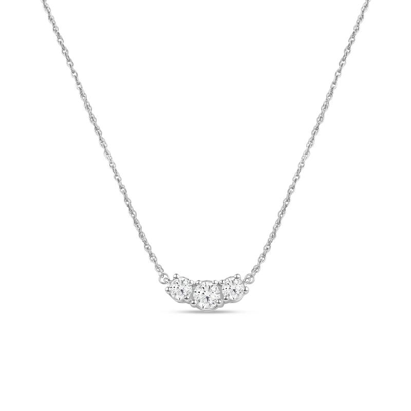 Lab Grown Diamond Three-Stone Necklace in 14K White Gold &#40;1 ct. tw.&#41; – Image 1 of 3