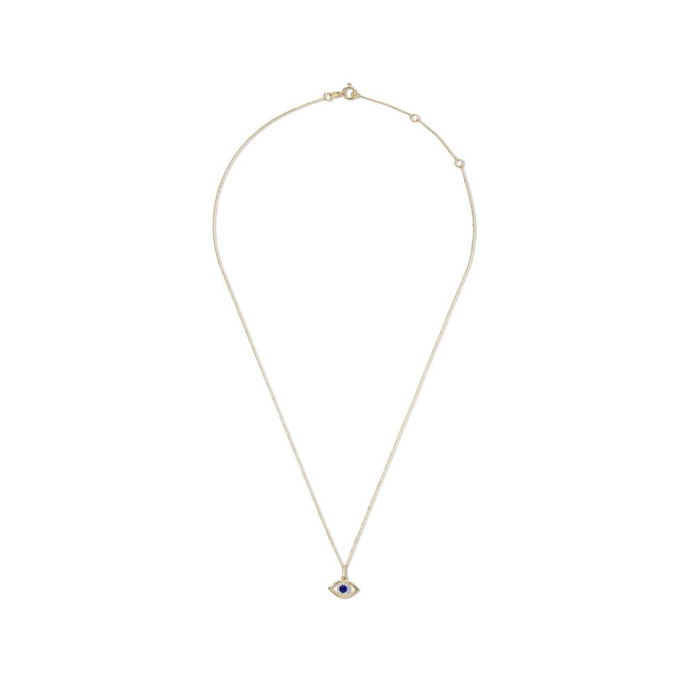 Blue Sapphire &amp; Diamond Accent Evil Eye Pendant in 10K Yellow Gold – Image 3 of 4