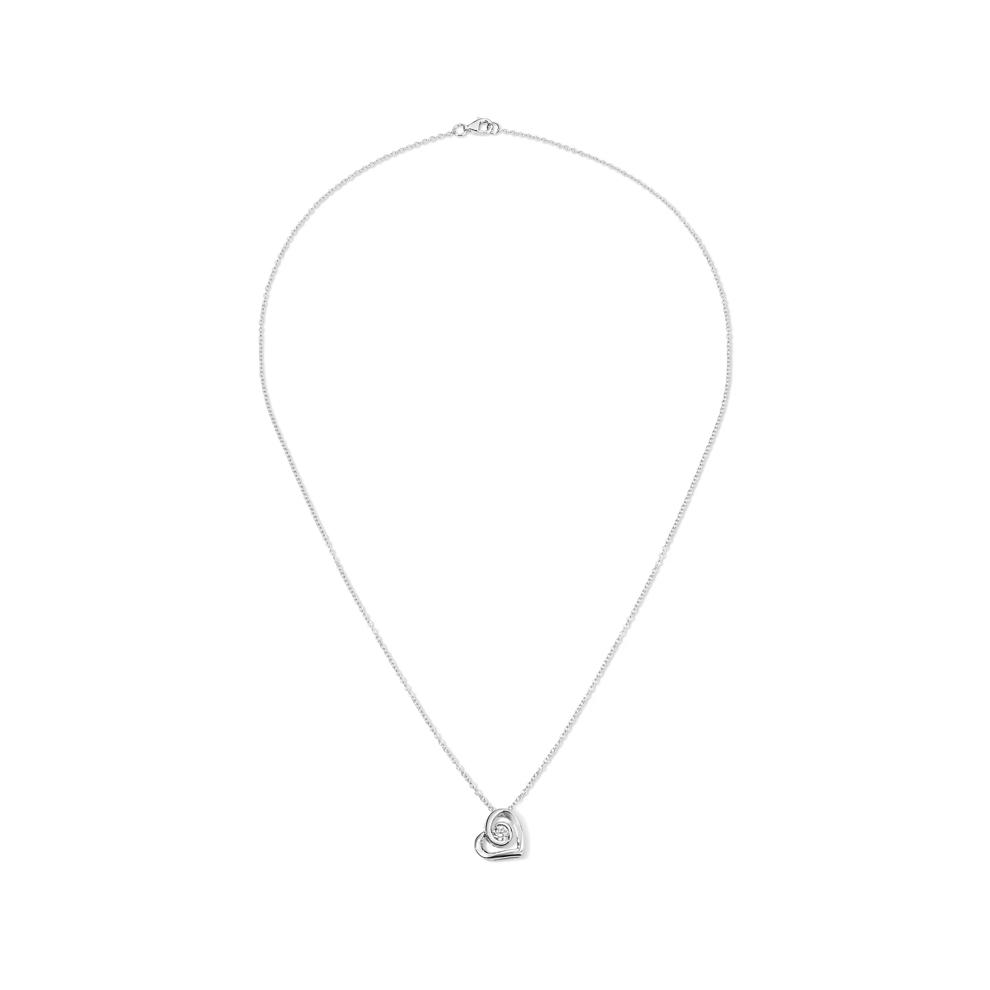 Diamond Heart Pendant Necklace in Sterling Silver (1/5 ct. tw.) – Image 4 of 4