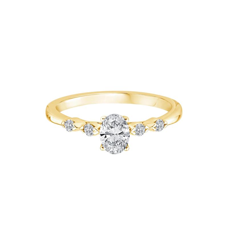 Diamond Oval Promise Ring in 10K Yellow Gold &#40;1/2 ct. tw.&#41; – Image 1 of 3