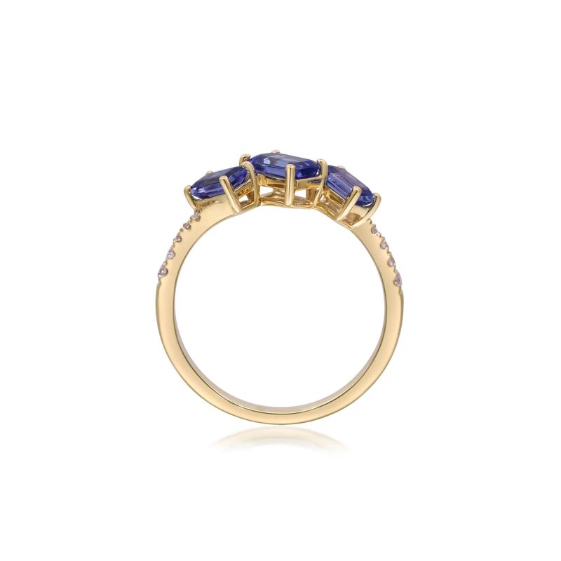 Tanzanite and Diamond Accent Ring in 10K Yellow Gold &#40;1/10 ct. tw.&#41; – Image 2 of 5