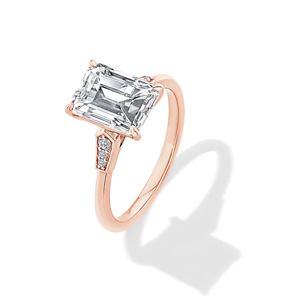 Lab Grown Diamond Emerald-Cut Engagement Ring in 14K Rose Gold (3 ct. tw.) – Image 4 of 4