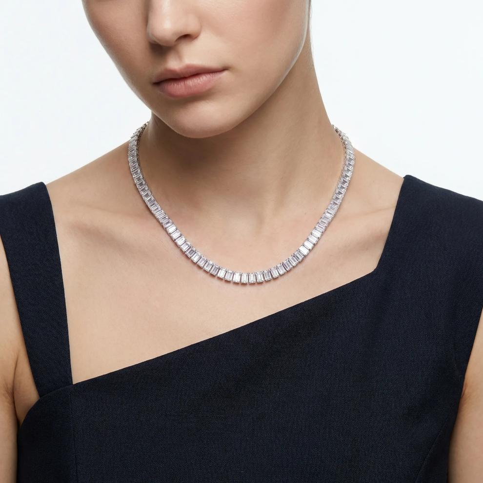 Lab Created Baguette-Shaped White Sapphire Necklace in Sterling Silver – Image 7 of 7