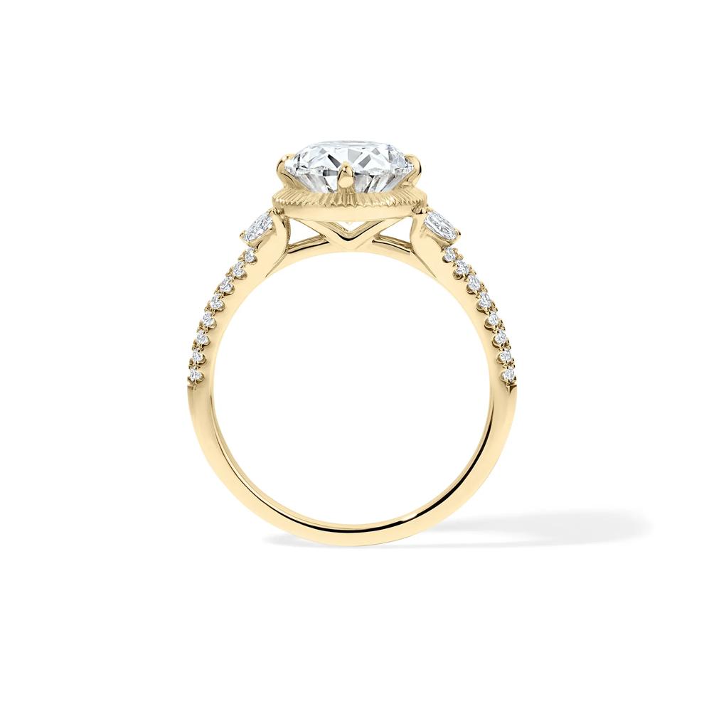 Lab Grown Diamond Oval Halo Engagement Ring in 14K Yellow Gold (3 1/3 ct. tw.) – Image 2 of 4