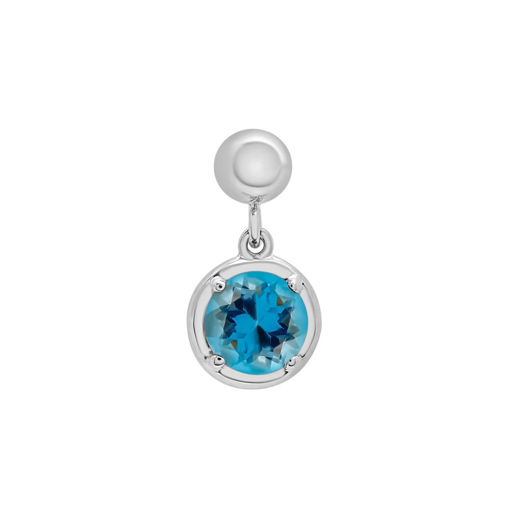 Blue Topaz Birthstone Bead Charm in Sterling Silver – Image 1 of 3