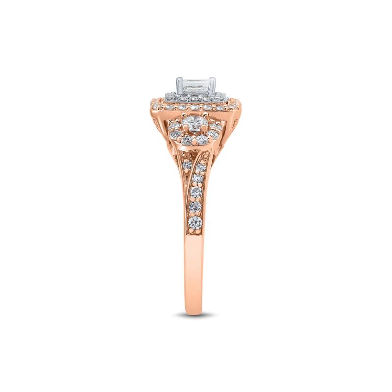 Double Halo Emerald-Cut Diamond Engagement Ring in 14K Rose Gold &#40;1 ct. tw.&#41; – Image 2 of 4