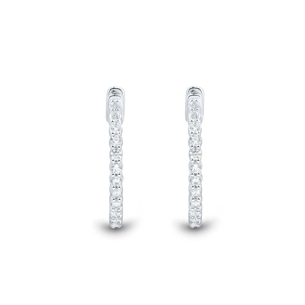 Lab Grown Diamond Inside-Out Hoop Earrings in 10K White Gold (1 ct. tw.) – Image 2 of 2