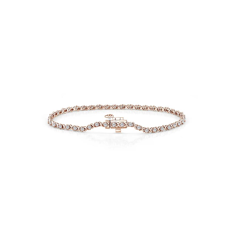 Lab Grown Diamond XO Chain Link Bracelet in 10K Rose Gold, 7" (1 ct. tw.) – Image 2 of 2