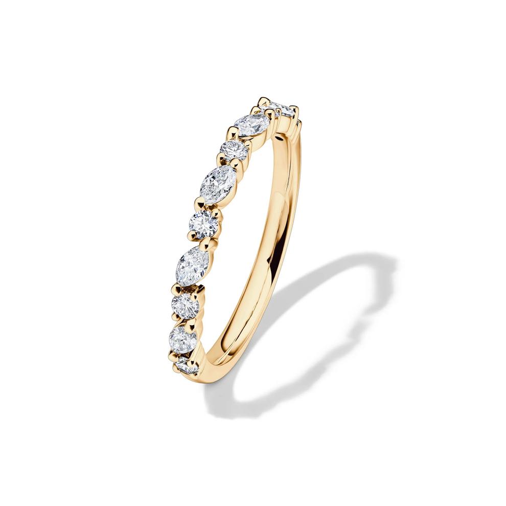 Lab Grown Diamond Slanted Marquise &amp; Round Anniversary Band in 10K Yellow Gold (1/2 ct. tw.) – Image 4 of 4