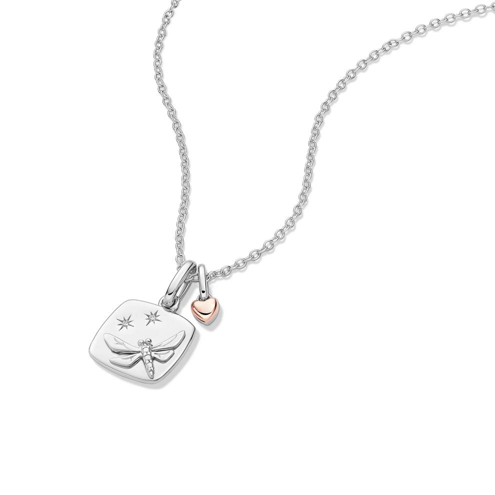 Lab Grown Diamond Accent Dragonfly Pendant in Sterling Silver &amp; 10K Rose Gold – Image 4 of 5