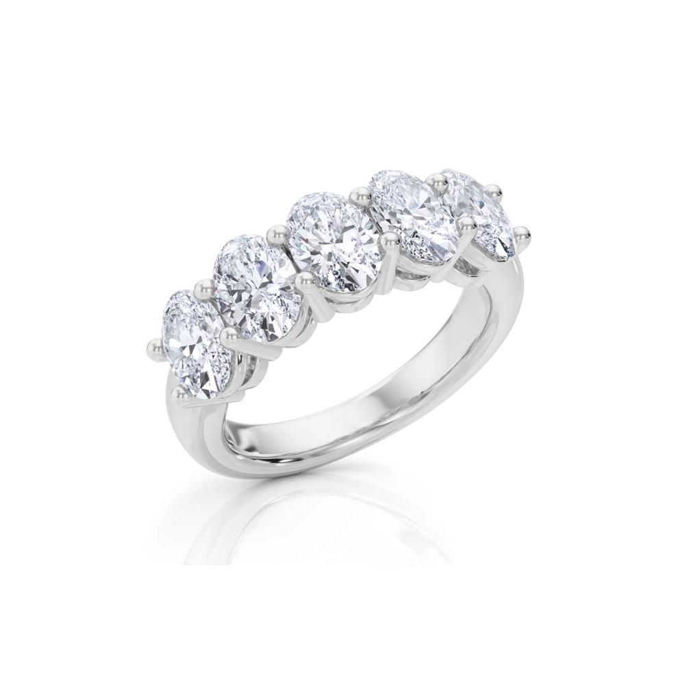Lab Grown Diamond Five-Stone Anniversary Band in 14K White Gold (3 ct. tw.) – Image 4 of 5