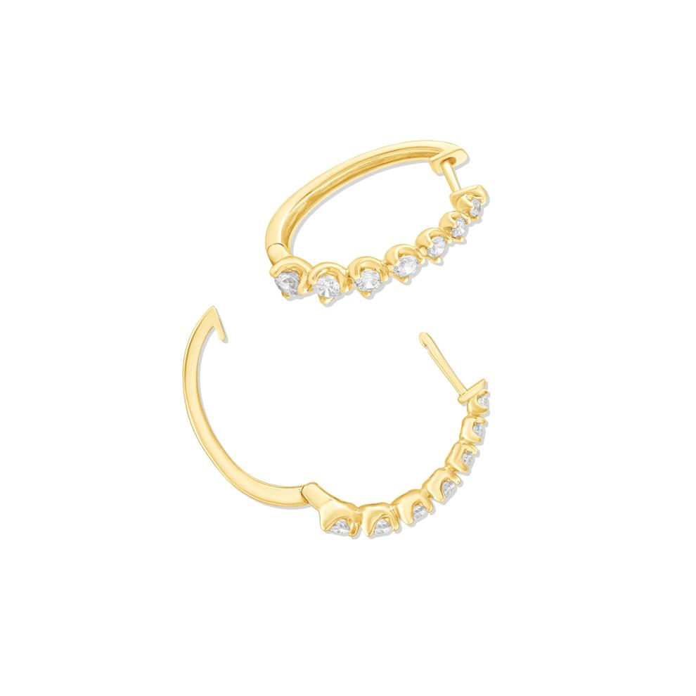Diamond Graduated Hoop Earrings in 10K Yellow Gold (1 ct. tw.) – Image 2 of 3