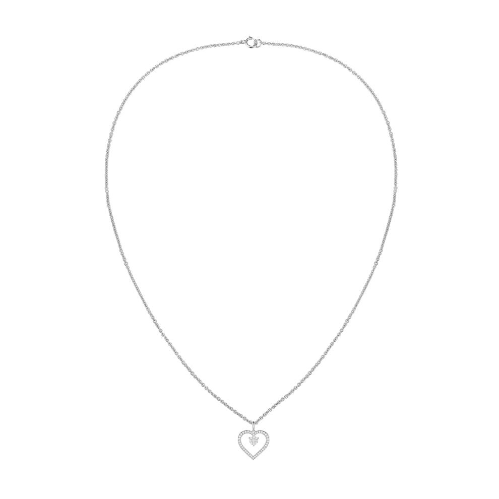 Diamond Open Heart Drop Pendant in Sterling Silver (1/3 ct. tw.) – Image 3 of 4