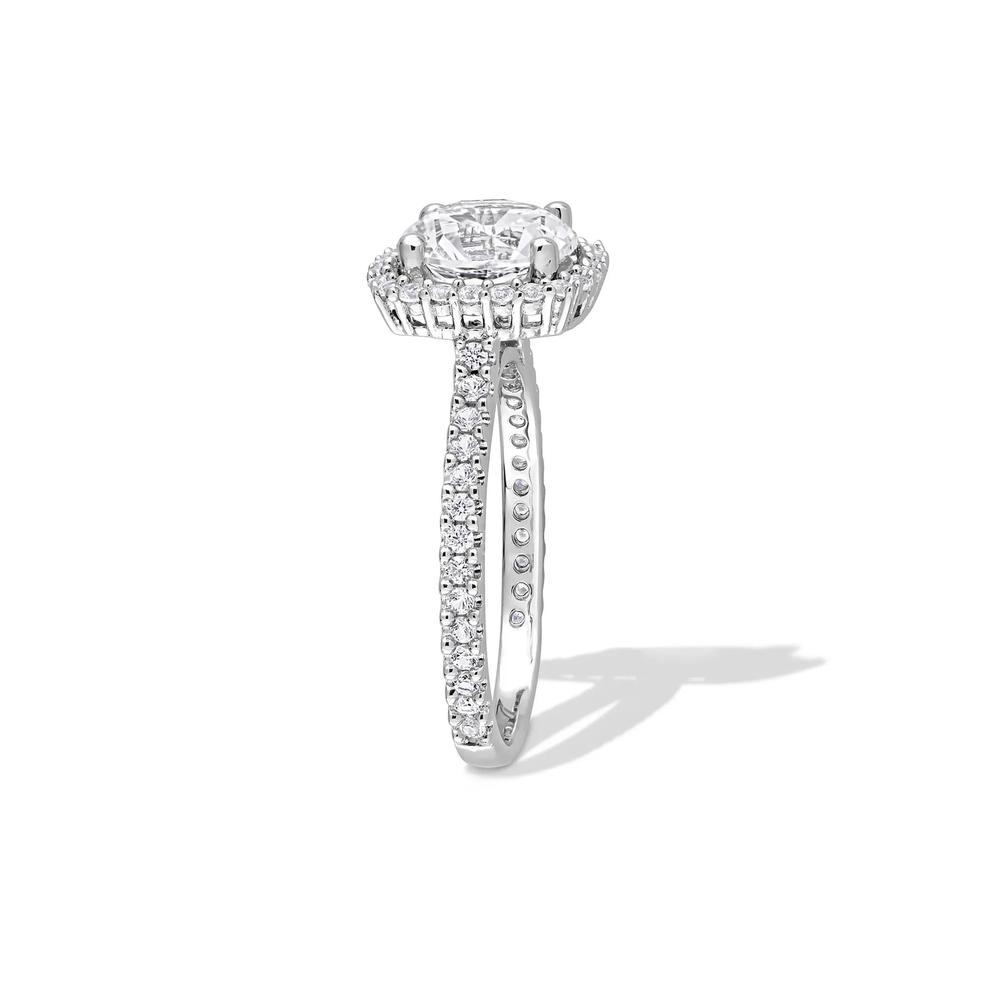 Lab-Created White Sapphire Halo Ring in Sterling Silver – Image 3 of 4