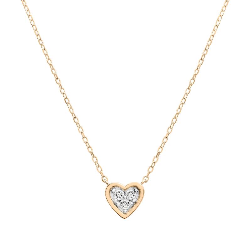 Diamond Heart Necklace in 14K Yellow Gold &#40;1/10 ct. tw.&#41; – Image 1 of 6