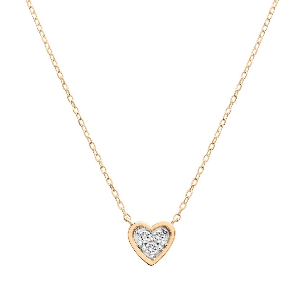 Diamond Heart Necklace in 14K Yellow Gold (1/10 ct. tw.) – Image 1 of 6