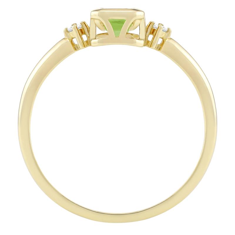 Emerald-Cut Peridot and Diamond Accent Ring in 10K Yellow Gold – Image 2 of 3