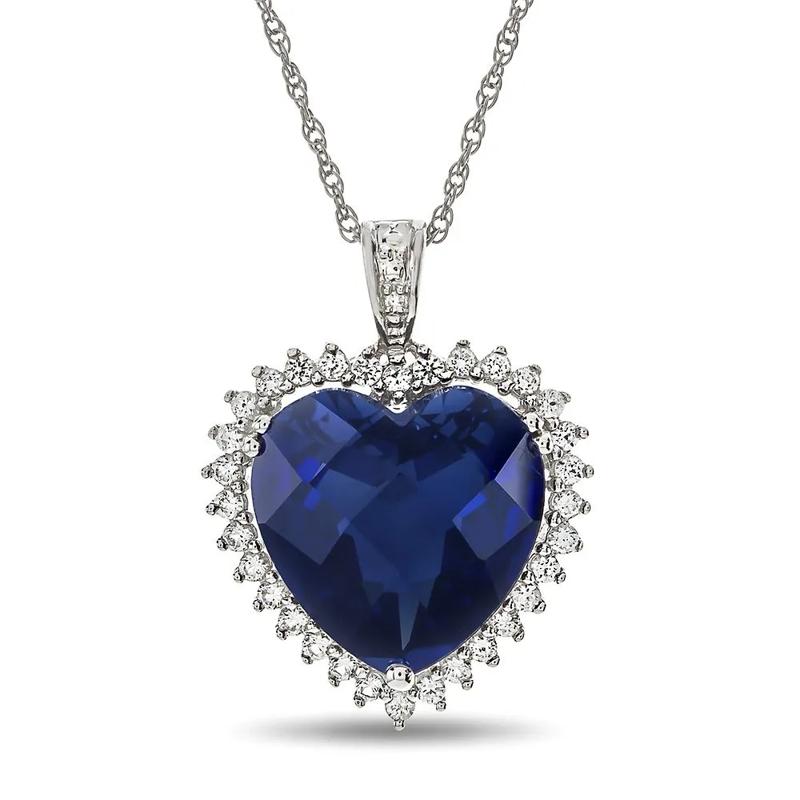 Sapphire Heart Necklace in Sterling Silver – Image 1 of 2