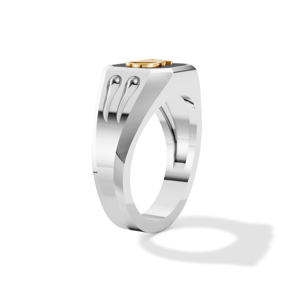 Men's Onyx OW Design Signet Ring in Sterling Silver – Image 7 of 8