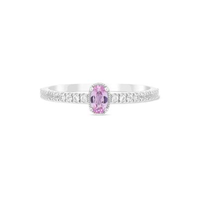 Lab-Created Pink Sapphire & Lab-Created White Sapphire Stack Ring in Sterling Silver