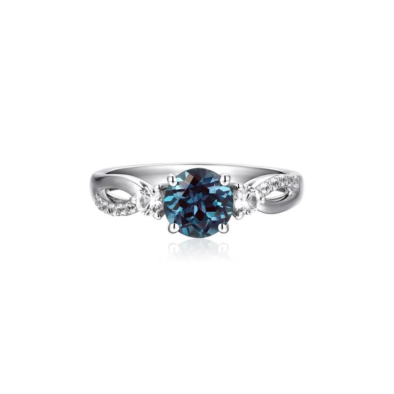 Lab Created Alexandrite &amp; White Sapphire Ring in Sterling Silver – Image 1 of 5