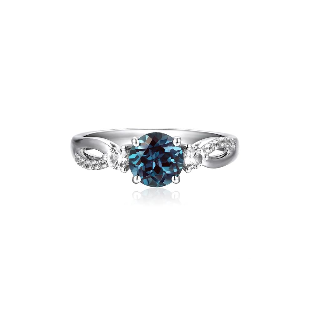 Lab Created Alexandrite &amp; White Sapphire Ring in Sterling Silver – Image 1 of 5