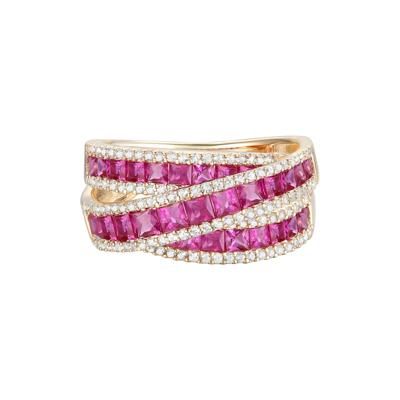 Ruby and Diamond Crossover Ring in 10K Yellow Gold (1/2 ct. tw.)