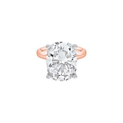 Lab Grown Diamond Elongated Cushion Solitaire Ring in 14K Rose & White Gold (10 ct.)