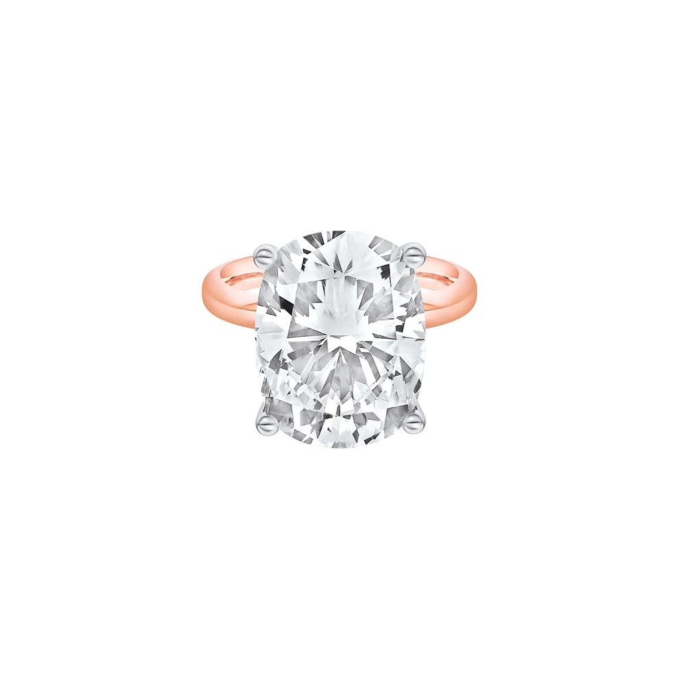 Lab Grown Diamond Elongated Cushion Solitaire Ring in 14K Rose &amp; White Gold (10 ct.) – Image 1 of 4