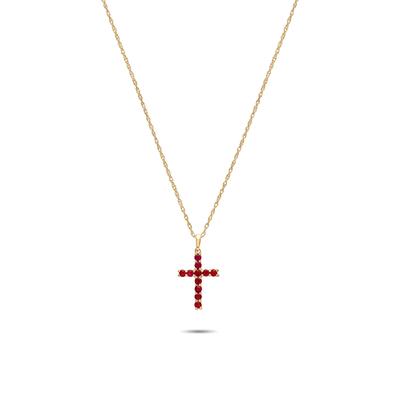 Ruby Cross Pendant  in 10K Yellow Gold