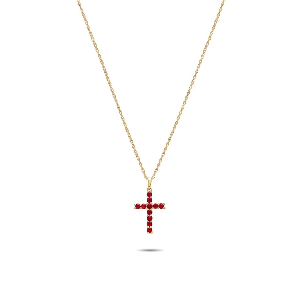 Ruby Cross Pendant  in 10K Yellow Gold – Image 1 of 4