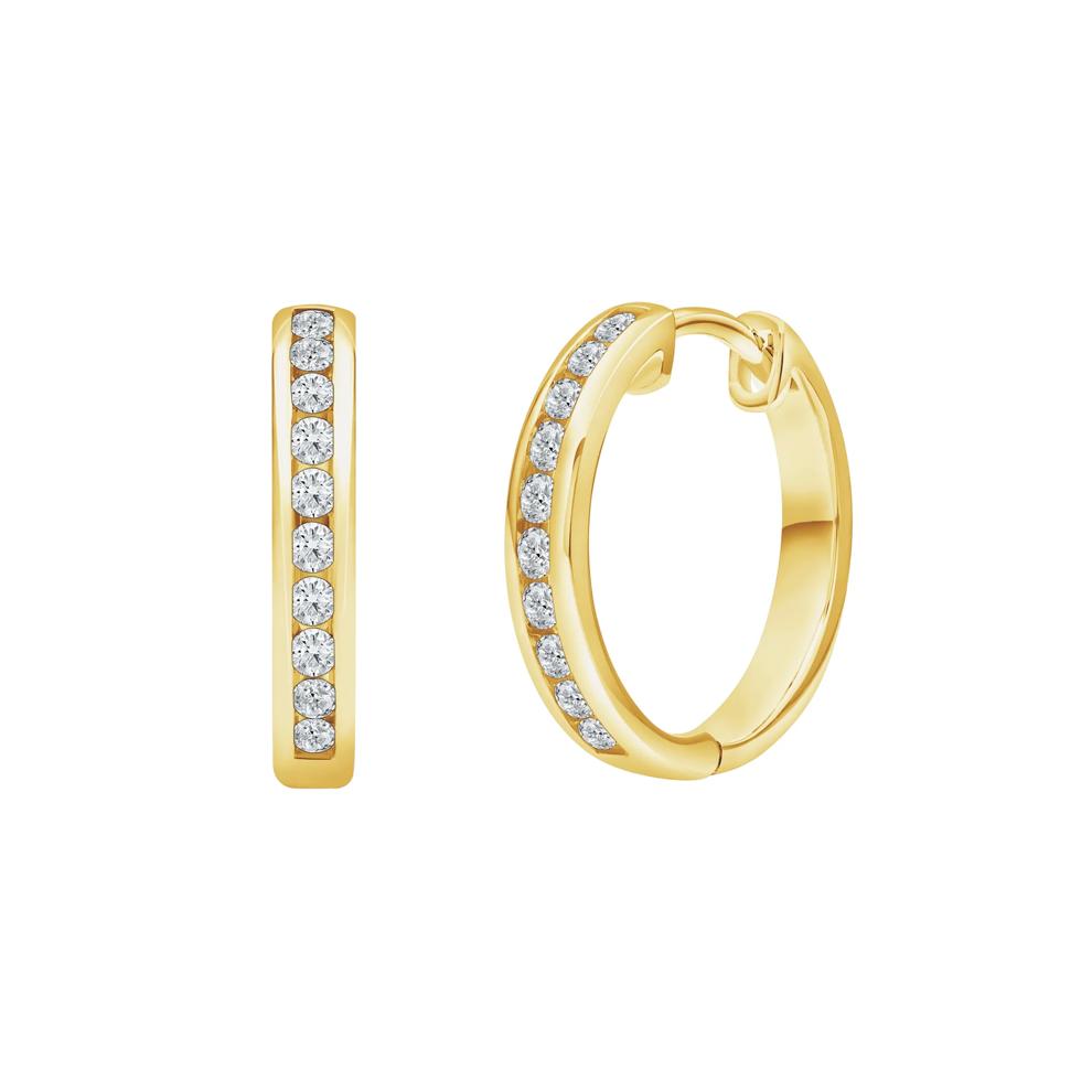 Lab Grown Diamond Hoop Earrings in 14K Yellow Gold (1/3 ct. tw.) – Image 1 of 3