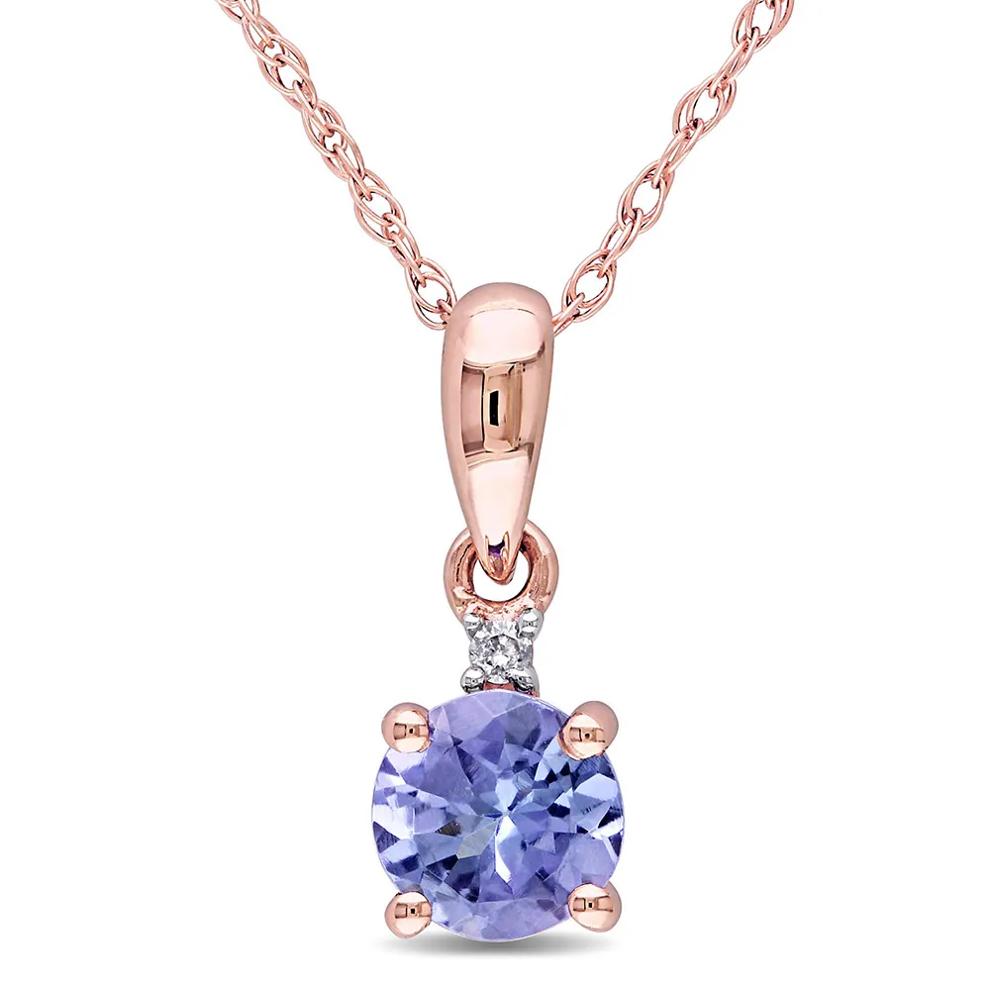 Tanzanite &amp; Diamond Pendant in 10K Rose Gold – Image 1 of 4