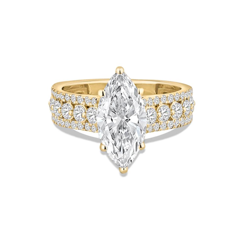 Lab Grown Diamond Marquise Center Engagement Ring in 10K Yellow Gold (3 3/4 ct. tw.) – Image 1 of 4