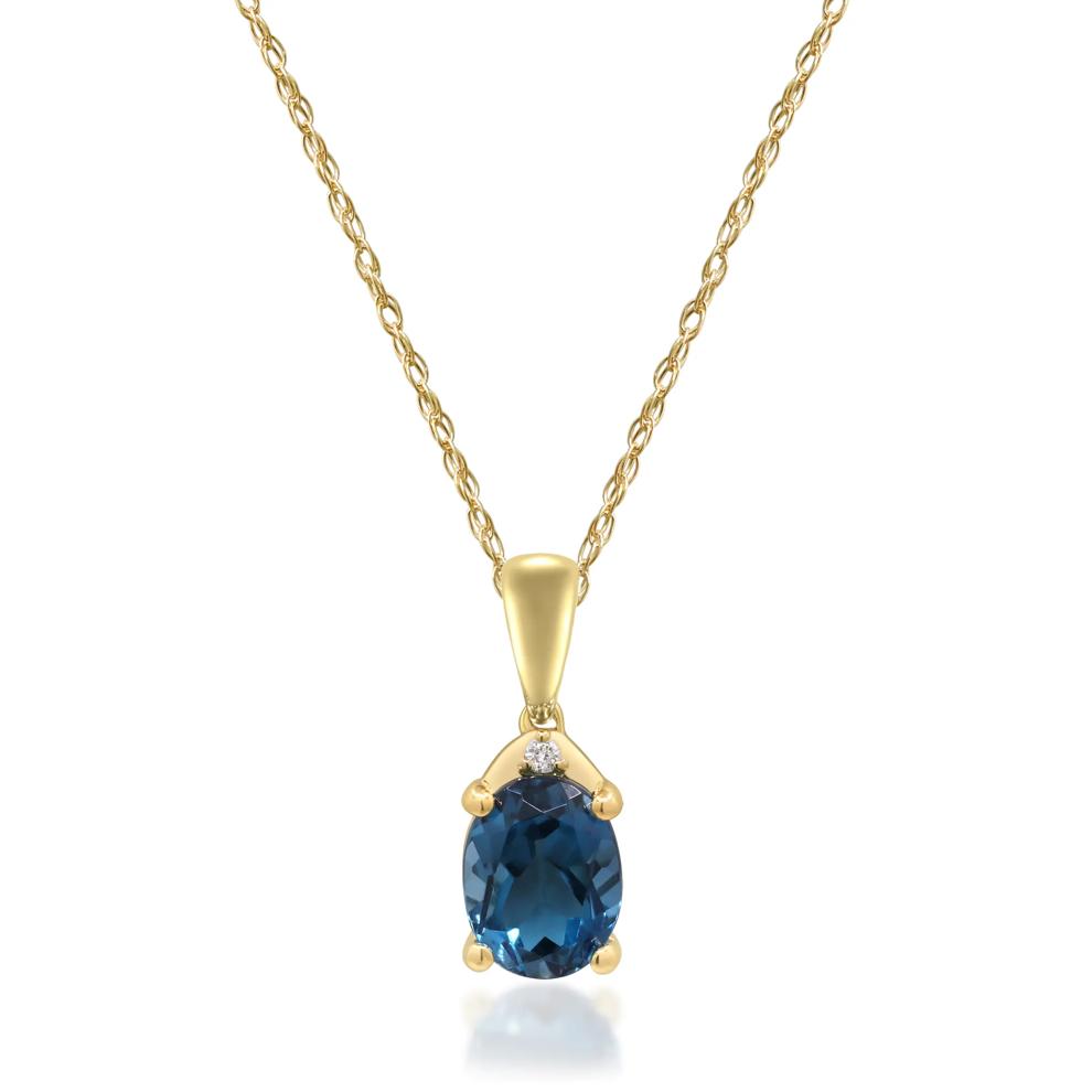 London Blue Topaz and Diamond Accent Necklace in 10K Yellow Gold – Image 1 of 4