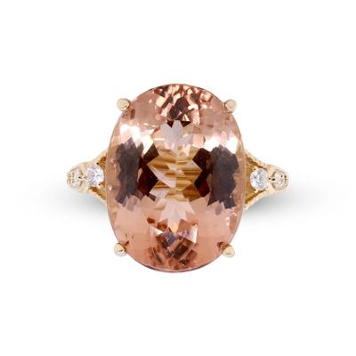 Pink Tourmaline & Round Diamond Ring in 14K Yellow Gold (1/8 ct. tw.)