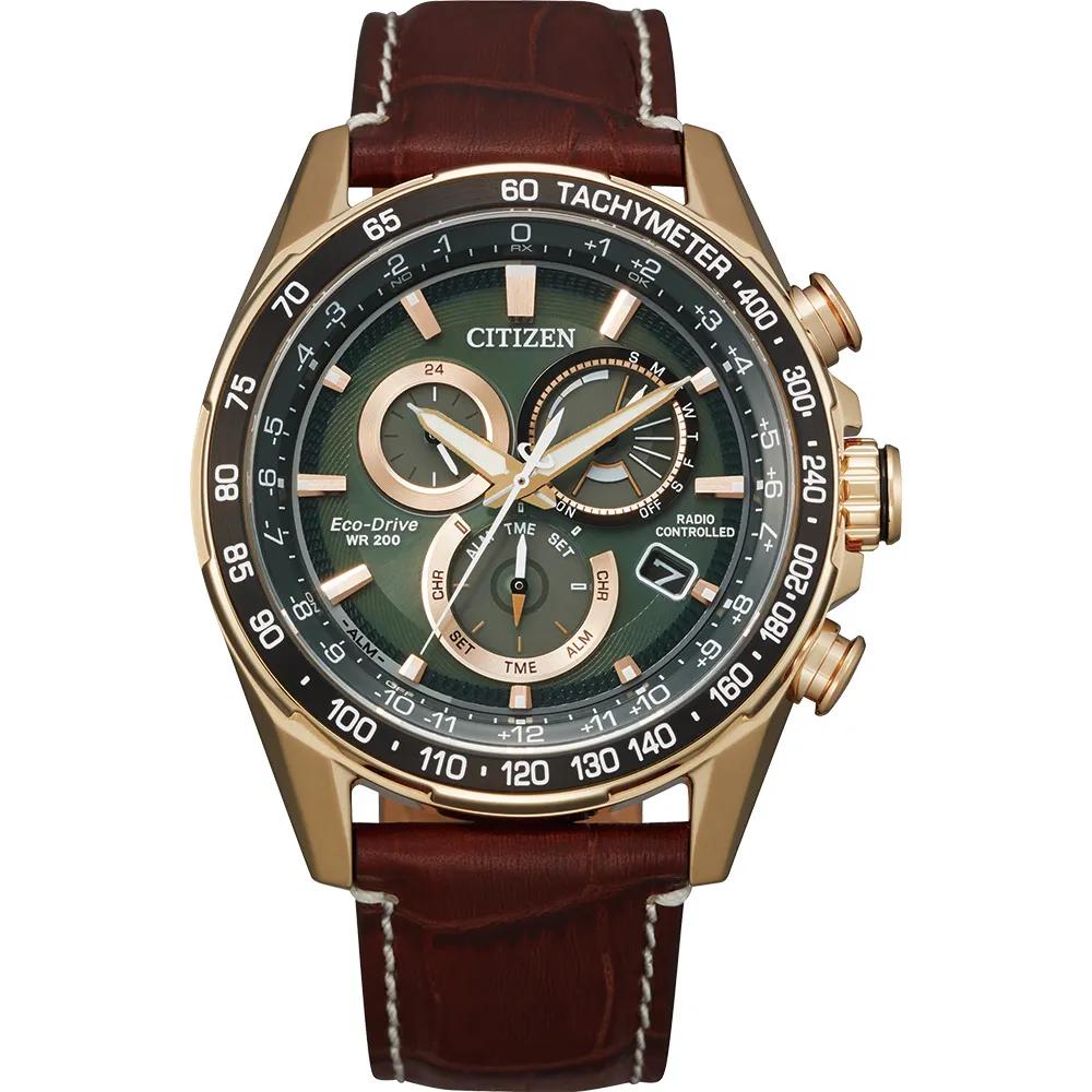 Citizen PCAT Men's Watch in Leather & Gold Stainless Steel