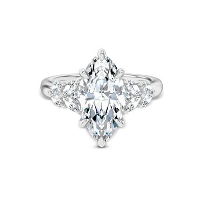 Lab Grown Diamond Marquise Center Engagement Ring in 14K White Gold (3 3/4 ct. tw.)