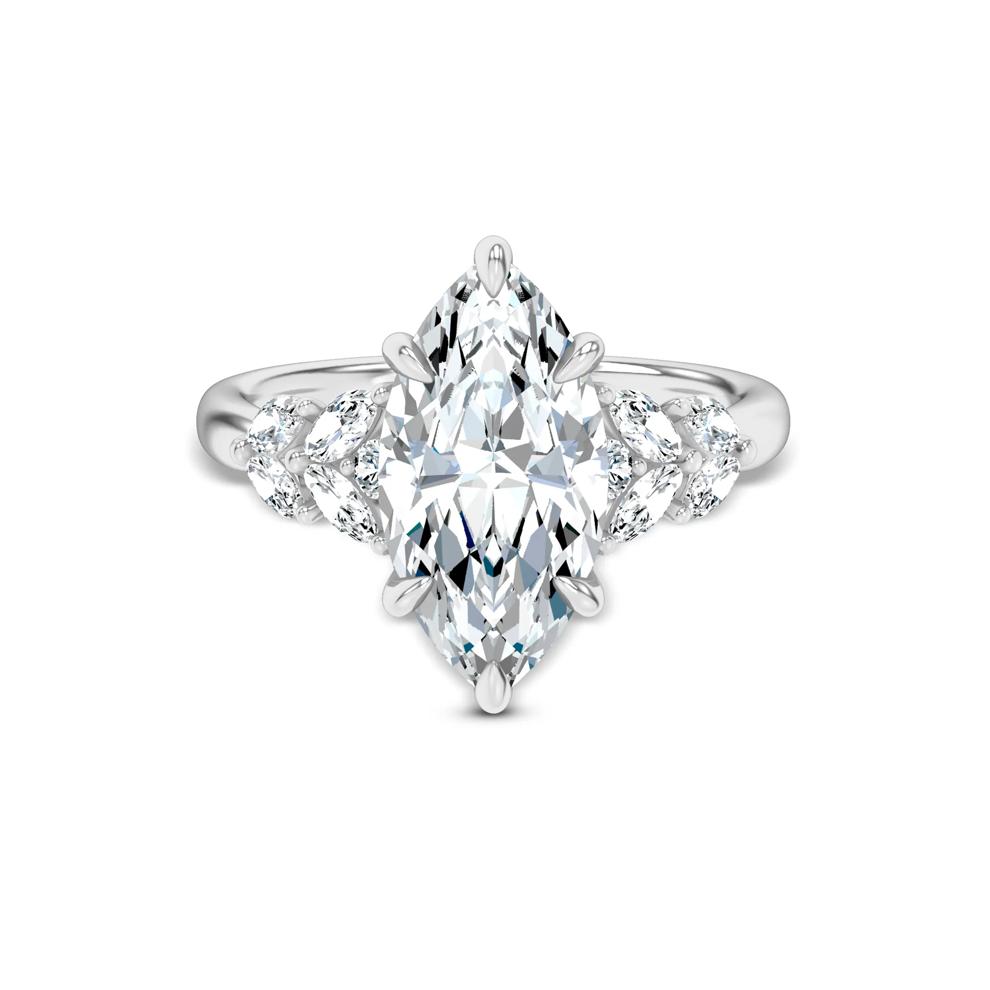 Lab Grown Diamond Marquise Center Engagement Ring in 14K White Gold (3 3/4 ct. tw.) – Image 1 of 4
