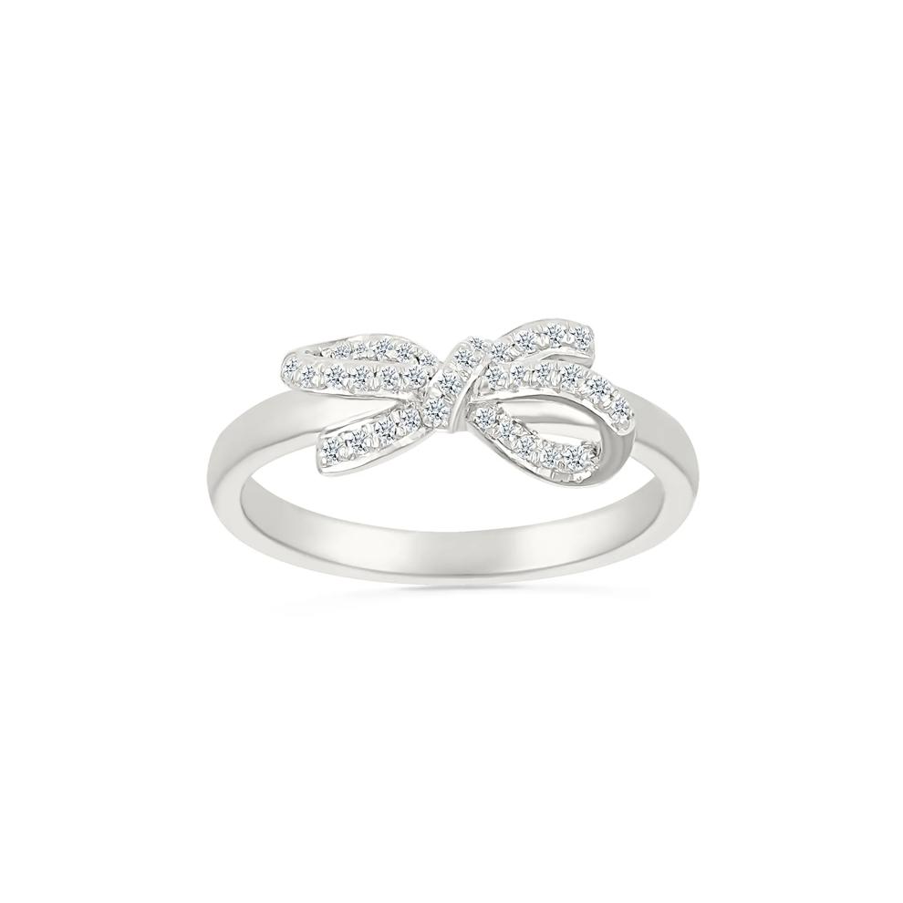 Diamond Bow Ring in Sterling Silver (1/8 ct. tw.) – Image 1 of 4
