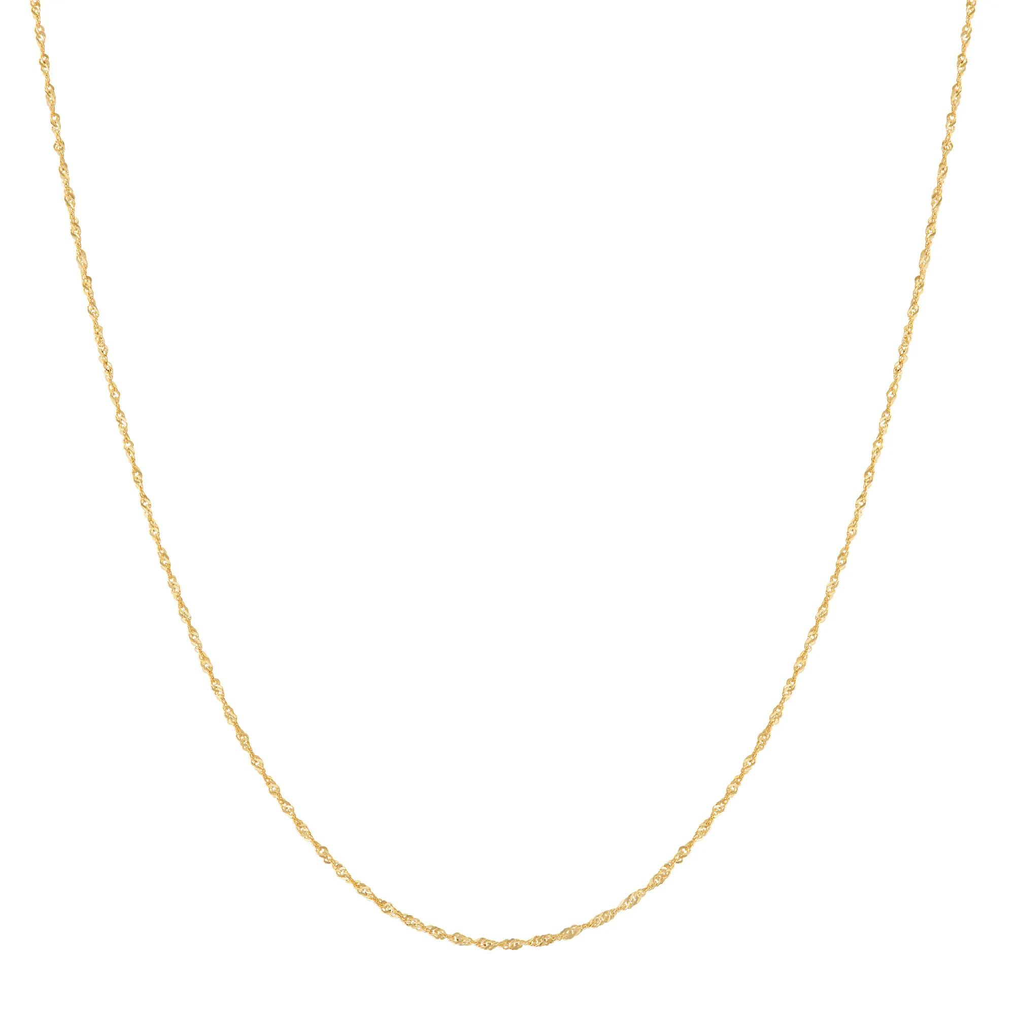 Solid Singapore Chain in 14K Yellow Gold, 1.3MM, 20