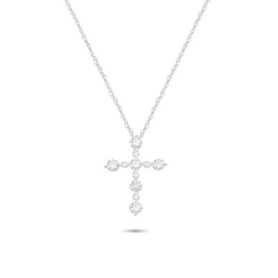 Lab Grown Diamond Cross Pendant Necklace in 14K White Gold (1 ct. tw.)