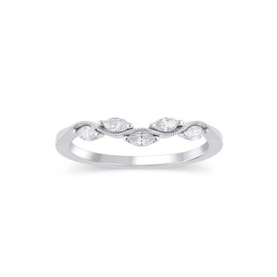 Lab Grown Diamond Marquise-Cut Milgrain Contour Band in 14K White Gold (1/4 ct. tw.)