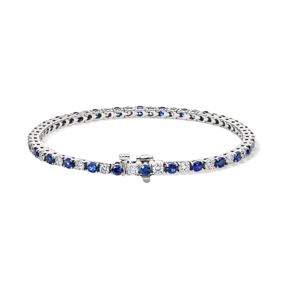 Blue Sapphire &amp; Diamond Tennis Bracelet in 18K White Gold (2 1/4 ct. tw.) – Image 2 of 2