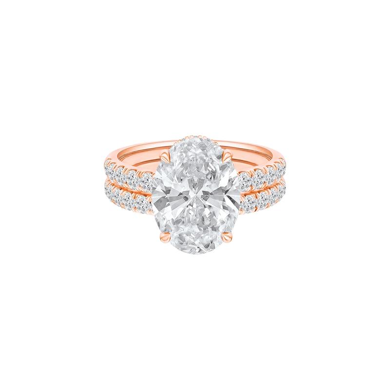 Lab Grown Diamond Oval Bridal Set in 14K Rose Gold &#40;5 ct. tw.&#41; – Image 1 of 5