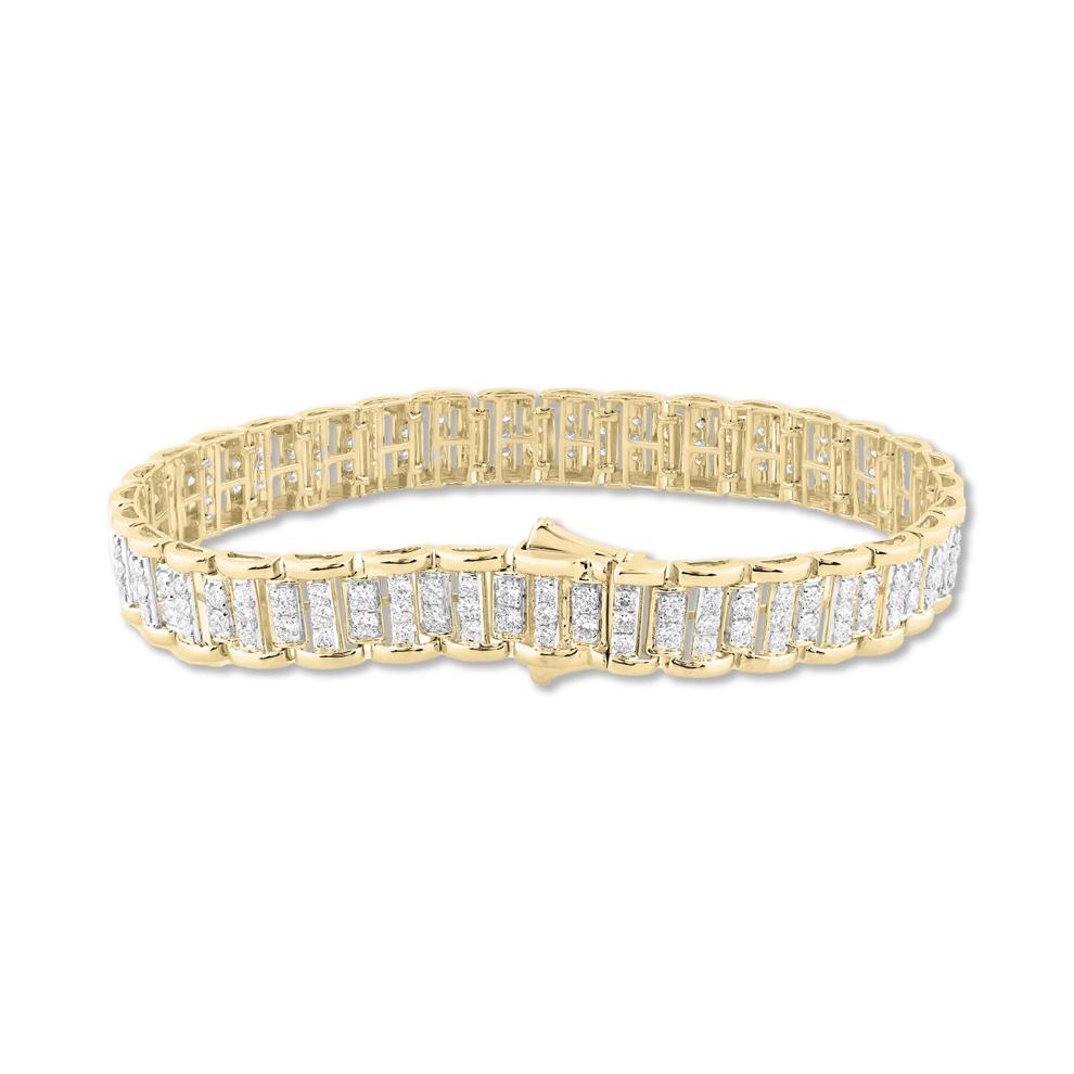 Men's Lab Grown Diamond Link Bracelet in 10K Yellow Gold, 8.5" (5 ct. tw.) – Image 2 of 2